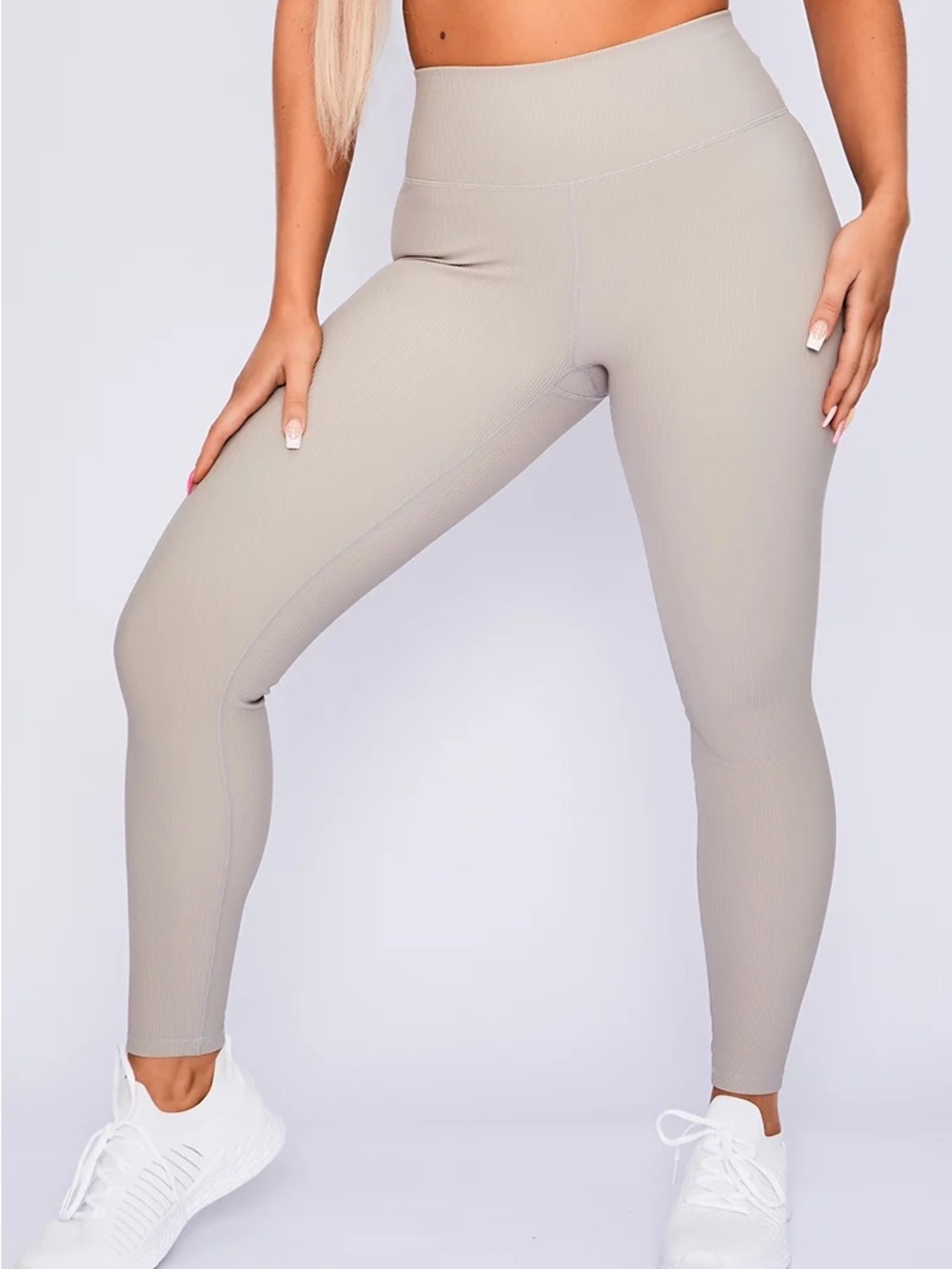 BODY LANGUAGE BEIGE STONE RIB HAILEY LEGGINGS
